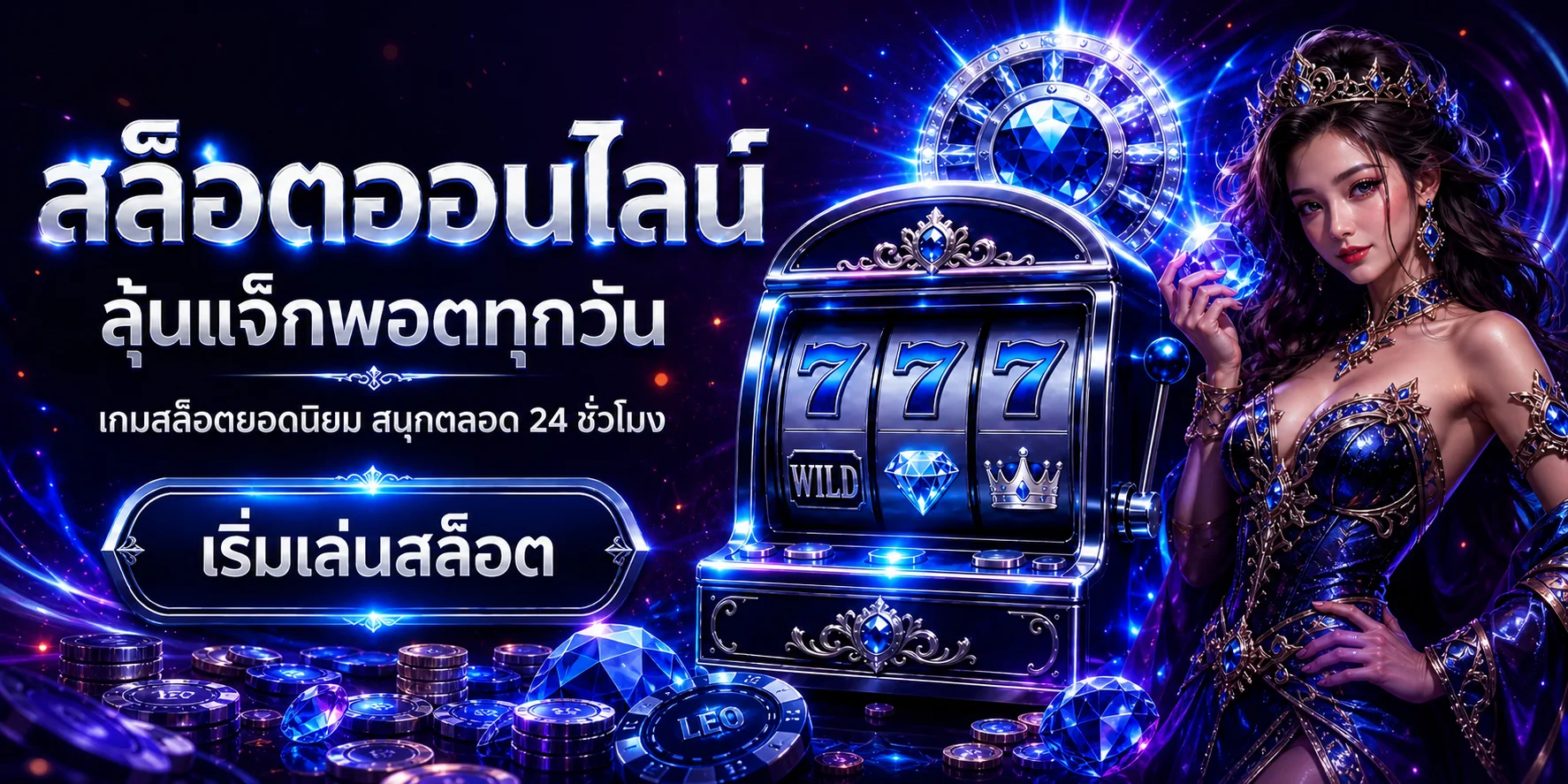 แบนเนอร์ LEO สล็อตและเกมแจ็กพอตสำหรับสมาชิก